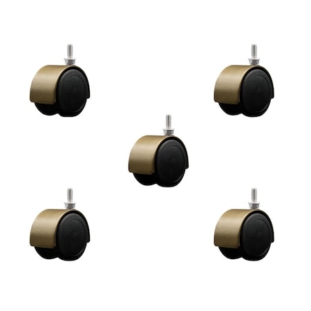 Service Caster 2'' Floor Safe Antique Hooded Twin Wheel Caster 1/4 Threaded Stem, 5PK SCC-TS02S50D-NYU-WA-142058-5